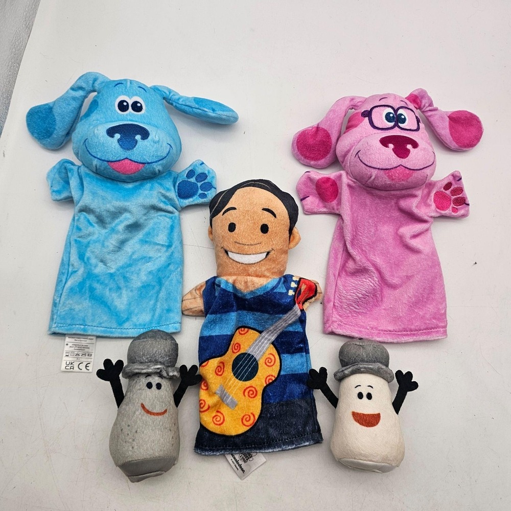 Melissa & Doug Blue's Clues Hand & Finger Puppets Plush Lot 5 Blue Magenta Josh